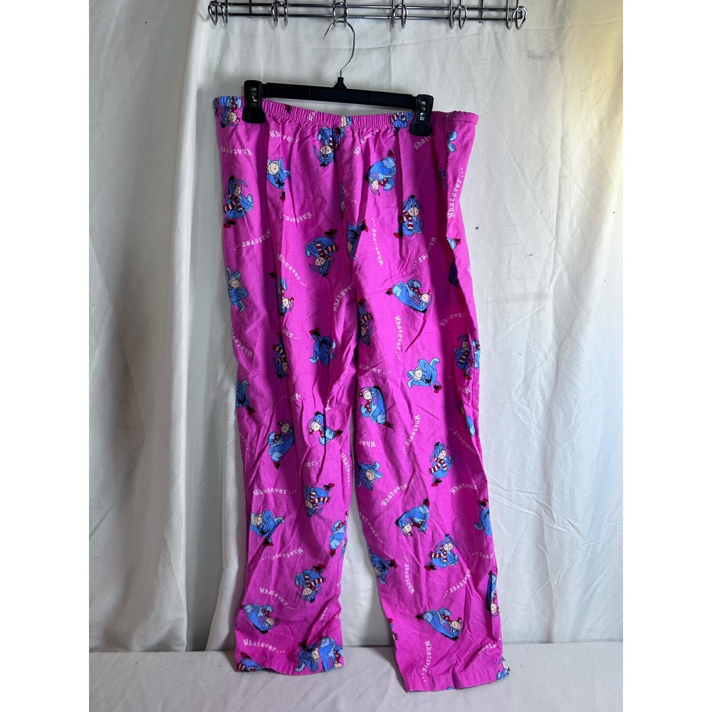 Disney Pajama Pants L 12/14 Pink Eeyore Whatever Cotton Sleepwear Womens - Picture 1 of 5